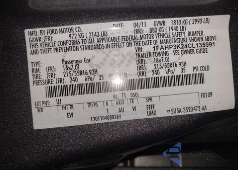 2012 Ford Focus Se from USA, damaged, VIN 1FAHP3K24CL135991